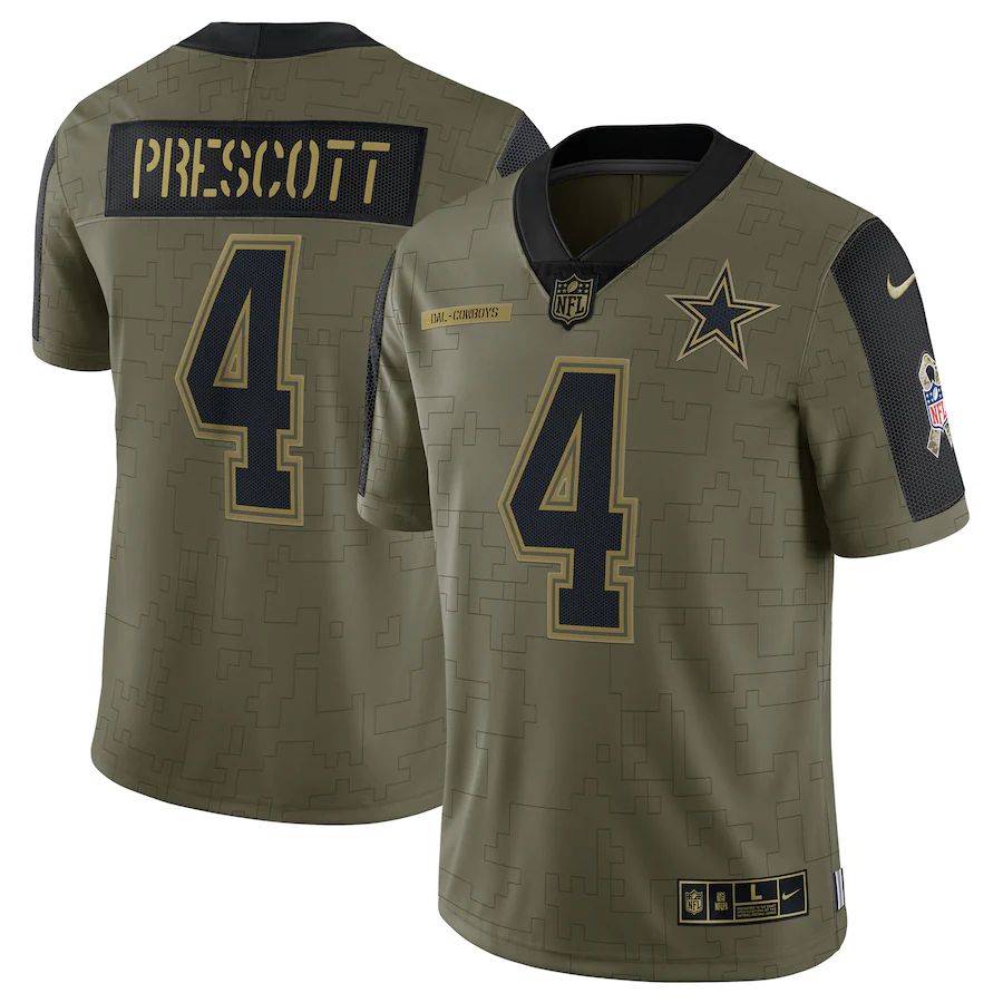 DALLAS COWBOYS Olive Salute to Service Sideline Therma Pullover