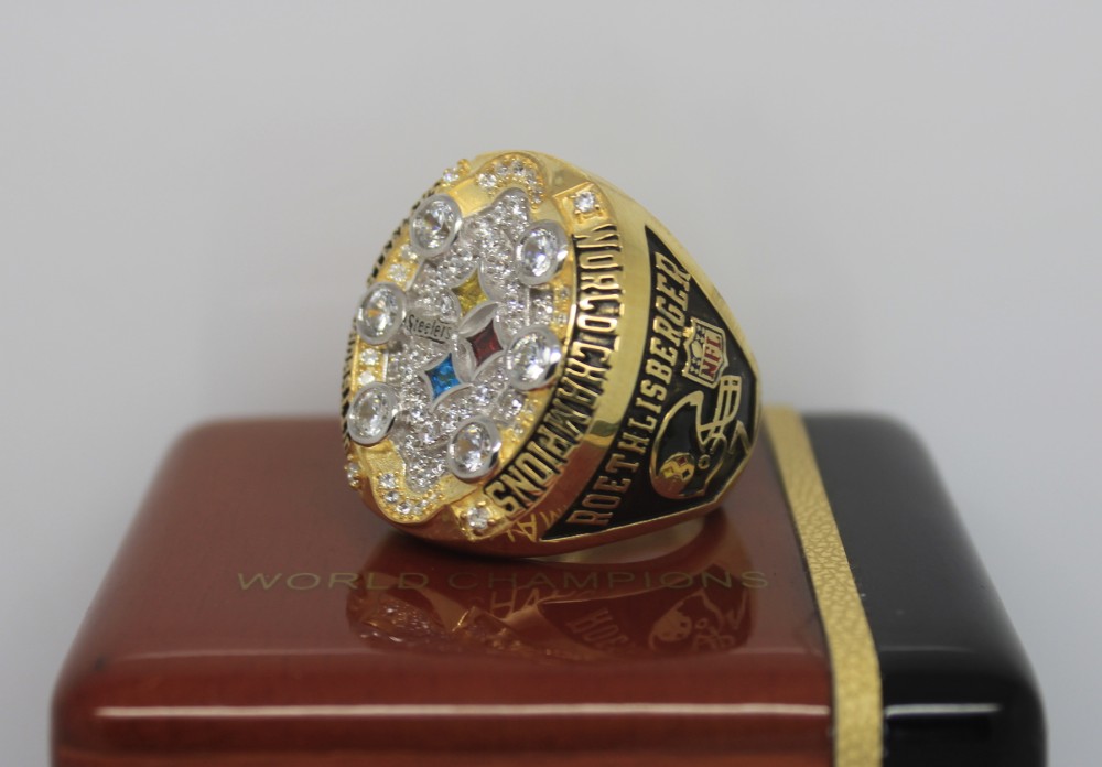 6 PCS Pittsburgh Steelers Super Bowl Championship Rings Set Gold Ring with  Box