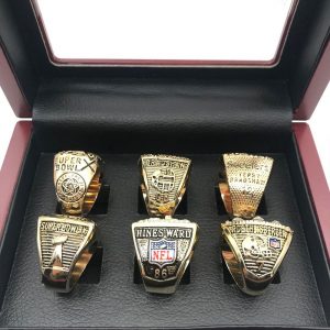 6 Pittsburgh Steelers NFL Super Bowl Gold championship ring set replica