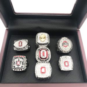 Ohio State Buckeyes Football Championship 7 Rings Set (Silver color)