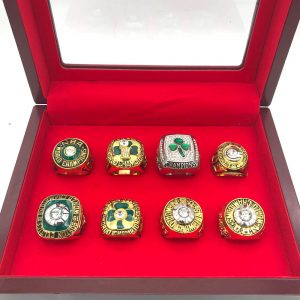 Boston Celtics Championship 8 Rings Set With Display Case Box