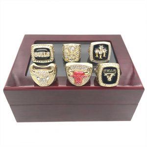 Chicago Bulls Championship 6 Rings Set With Display Case Box