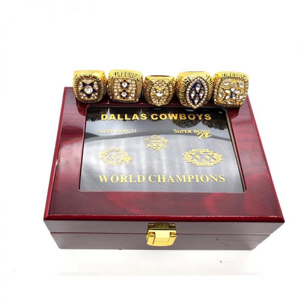 5 Pcs Cowboys Rings Dallas Cowboys Super Bowl Championship Rings with Box  GOLD