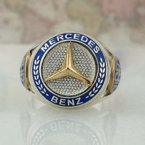 Mercedes-Benz Logo Ring Solid 925 Sterling Silver Men Ring