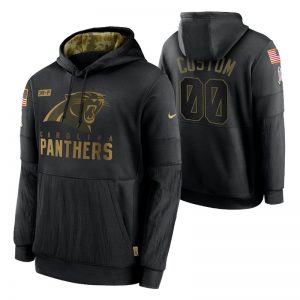 Men's Carolina Panthers Custom Black 2020 Salute to Service Sideline Performance Pullover Hoodie