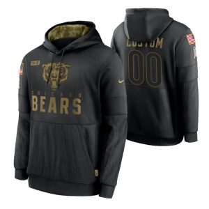 Men's Chicago Bears Custom Black 2020 Salute to Service Sideline Performance Pullover Hoodie