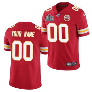 Men's and Youth's Kansas City Chiefs Custom Red Super Bowl LIIV Path 100 Game Jersey