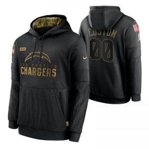 Men's Los Angeles Chargers Custom Black 2020 Salute to Service Sideline Performance Pullover Hoodie