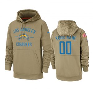 Los Angeles Chargers Custom Tan 2019 Salute to Service Sideline Therma Pullover Hoodie