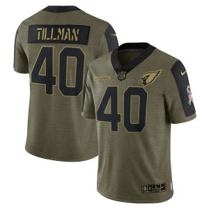 Men's Arizona Cardinals Pat Tillman Olive 2021 Salute To Service Retired Player Limited Jersey