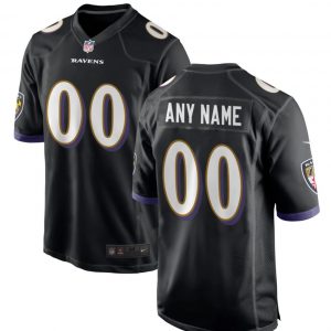 Men's and Youth's Baltimore Ravens Black Customized Game Jersey
