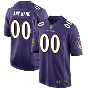 Men's and Youth's Baltimore Ravens Purple Customized Game Jersey
