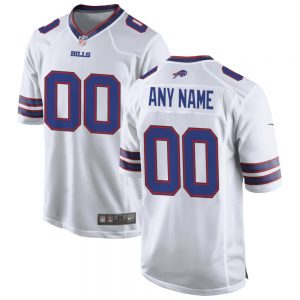 Men's and Youth's Buffalo Bills White Blue Custom Game Jersey