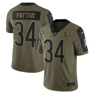 Men's Chicago Bears Walter Payton Olive 2021 Salute To Service Retired Player Limited Jersey