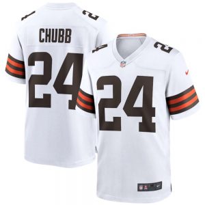 Nick Chubb #24 Cleveland Browns 2021 White Game Jersey