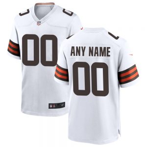 Men's and Youth's Cleveland Browns White Custom Game Jersey