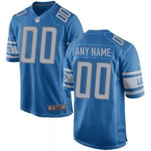 Men's and Youth's Detroit Lions Blue Custom Team Color Game Jersey