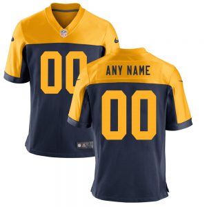 Men's and Youth's Green Bay Packers Navy Customized Game Jersey