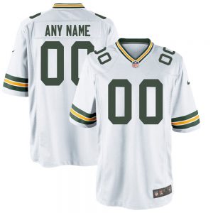 Men's and Youth's Green Bay Packers White Customized Game Jersey