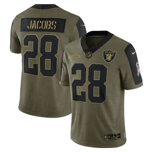 Men's Las Vegas Raiders Josh Jacobs Olive 2021 Salute To Service Limited Player Jersey