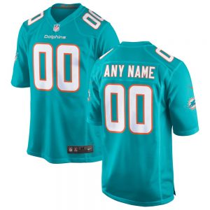 Men's and Youth's Miami Dolphins Aqua Custom Game Jersey