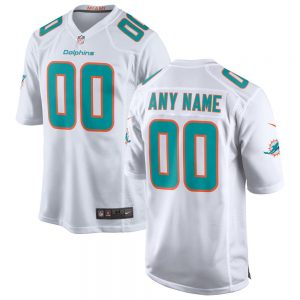 Men's and Youth's Miami Dolphins White Custom Game Jersey