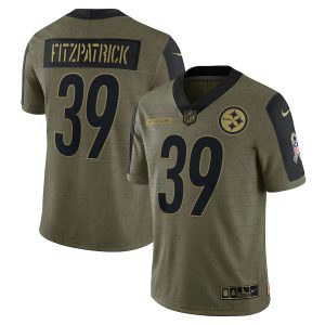 Men's Pittsburgh Steelers Minkah Fitzpatrick Olive 2021 Salute To Service Limited Player Jersey