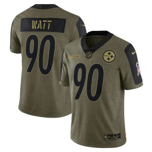 Men's Pittsburgh Steelers T.J. Watt Olive 2021 Salute To Service Limited Player Jersey