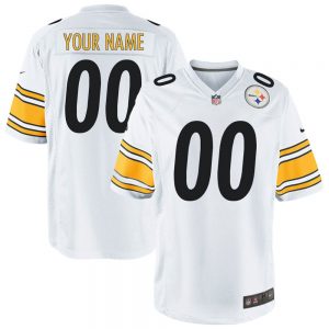 Men's and Youth's Pittsburgh Steelers White Customized Game Jersey