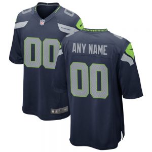 Men's and Youth's Seattle Seahawks Navy Alternate Custom Game Jersey