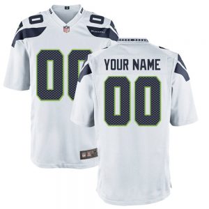 Men's and Youth's Seattle Seahawks White Alternate Custom Game Jersey