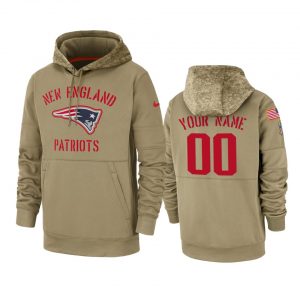 New England Patriots Custom Tan 2019 Salute to Service Sideline Therma Pullover Hoodie