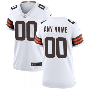 Women's Cleveland Browns White Custom Game Jersey