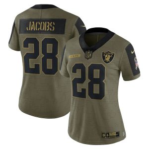 Women's Las Vegas Raiders Josh Jacobs Olive 2021 Salute To Service Limited Player Jersey