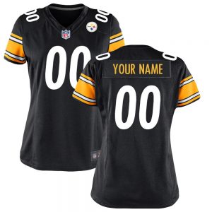 Women's Pittsburgh Steelers Black Customized Game Jersey