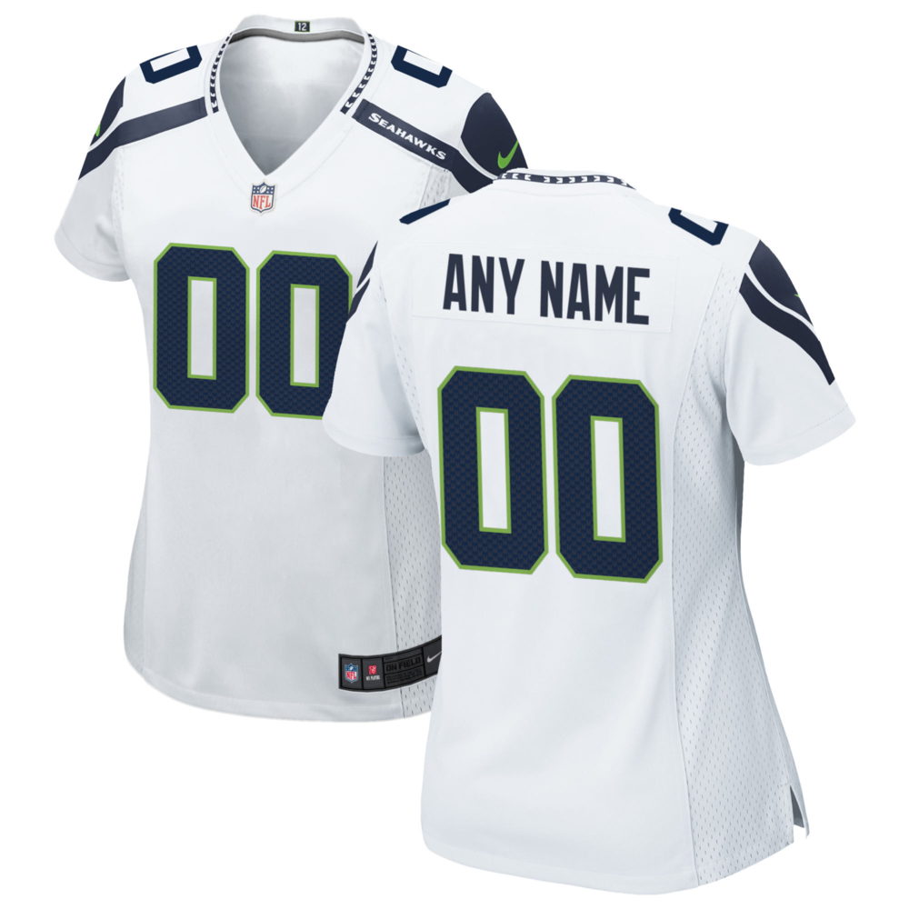 Women's Seattle Seahawks White Alternate Custom Game Jersey 