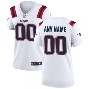 Women's New England Patriots White Custom Game Jersey