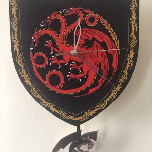 House Targaryen Wall Clock - House Targaryen Pendulum Clock - Game of Thrones Clock