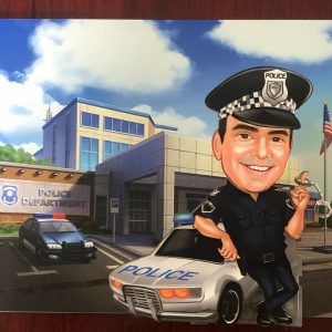 Personalized Shaking Head - Police Shaking Head - Custom Cartoon Portrait - Gift for Him