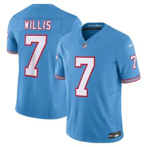 Men's Tennessee Titans Malik Willis Light Blue Oilers Throwback Vapor F.U.S.E. Limited Jersey