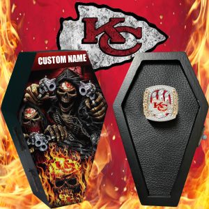 Kansas City Chiefs Super Bowl Championship Ring With Coffin Box, Personalize Coffin Box.