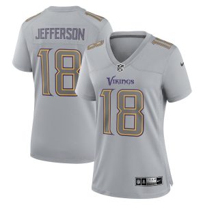 Women's Minnesota Vikings Justin Jefferson Gray Atmosphere Fashion Game Jersey