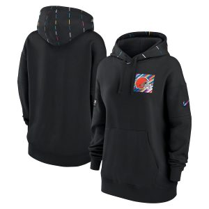 Women's Cleveland Browns Black 23 Women's Club Crucial Catch Pullover Hood