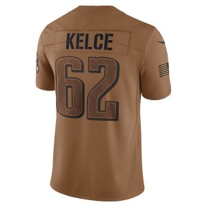 Men's Philadelphia Eagles Jason Kelce Brown 2023 Salute To Service Limited Jersey